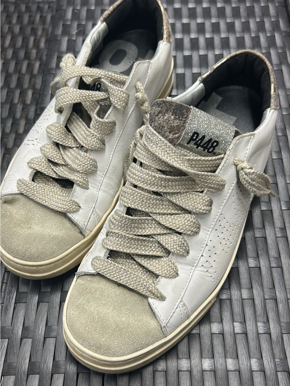 P448 White and Gray Low-Top Sneakers